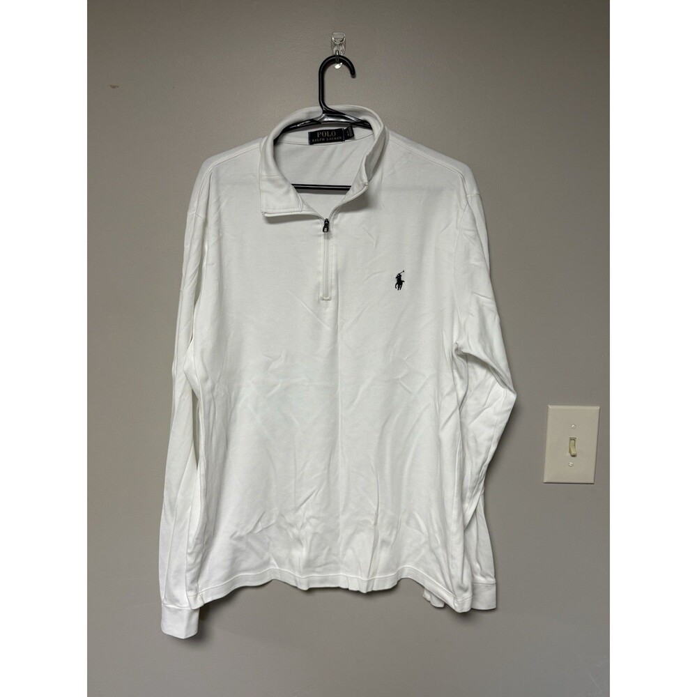 Polo Ralph Lauren Estate-Rib Quarter-Zip Pullover Men's L White Top
